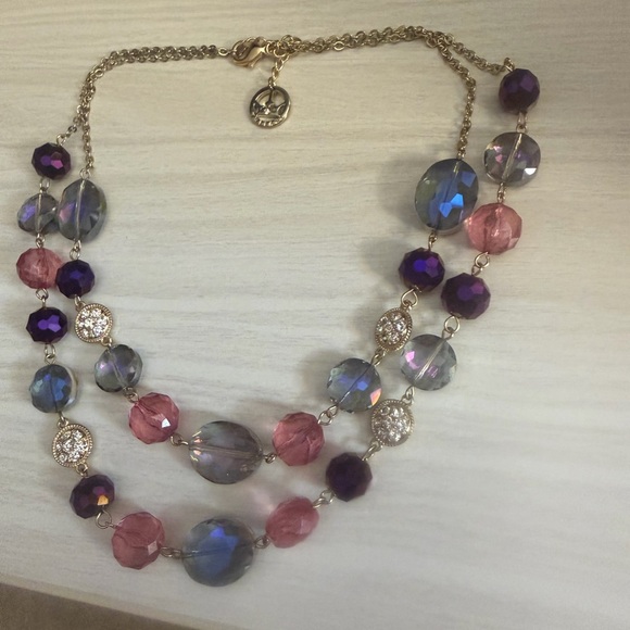 Trifari Pink and Purple Beaded Necklace - Picture 2 of 3